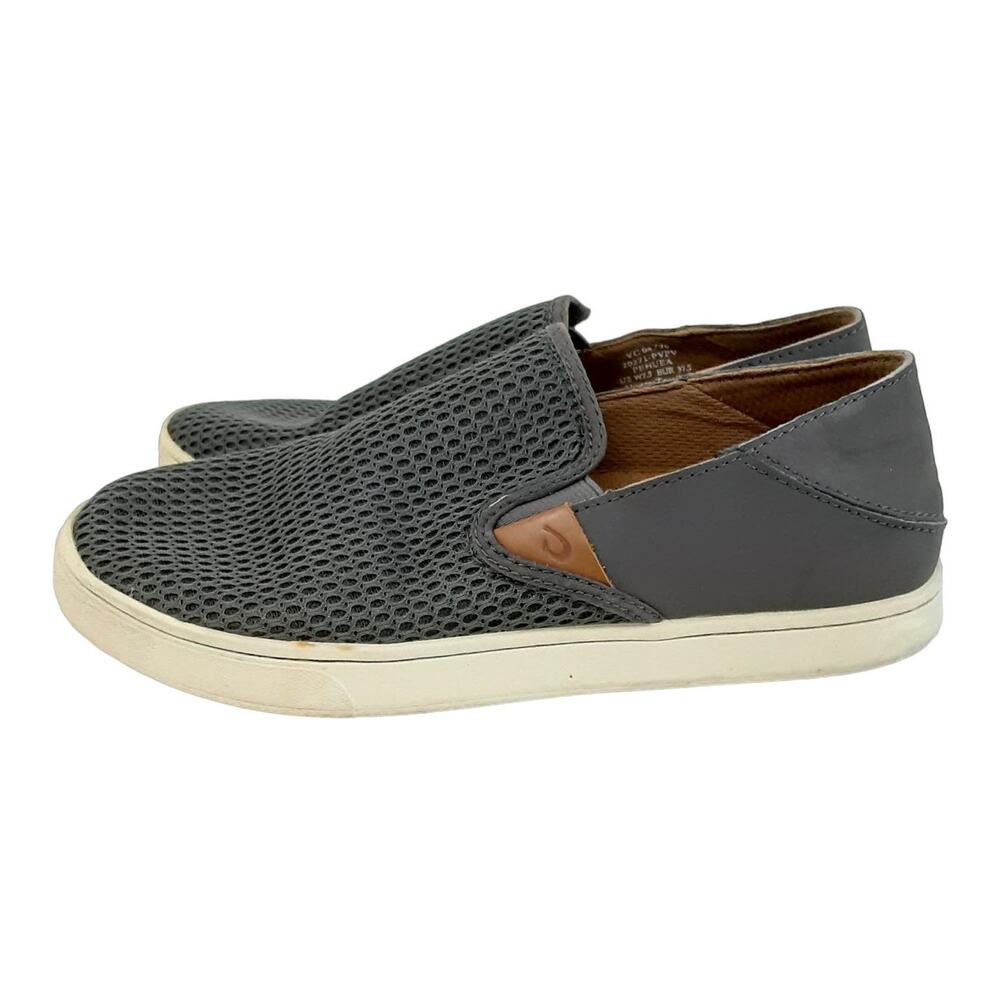 Olukai Pehuea Pavement Mesh Slip On Shoes Womens 7.5 Dark Gray Sneakers Casual